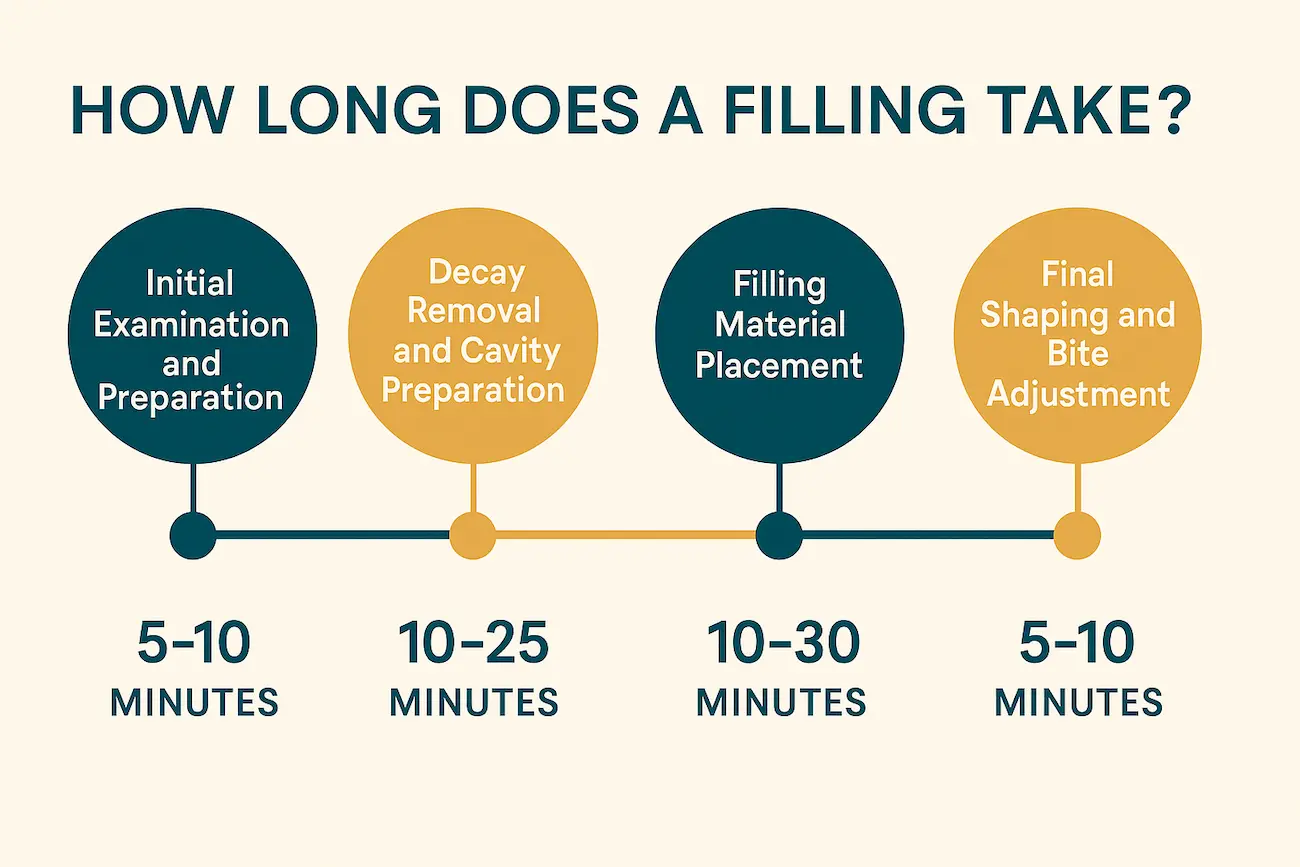 Infographic on how long does a filling take with timelines