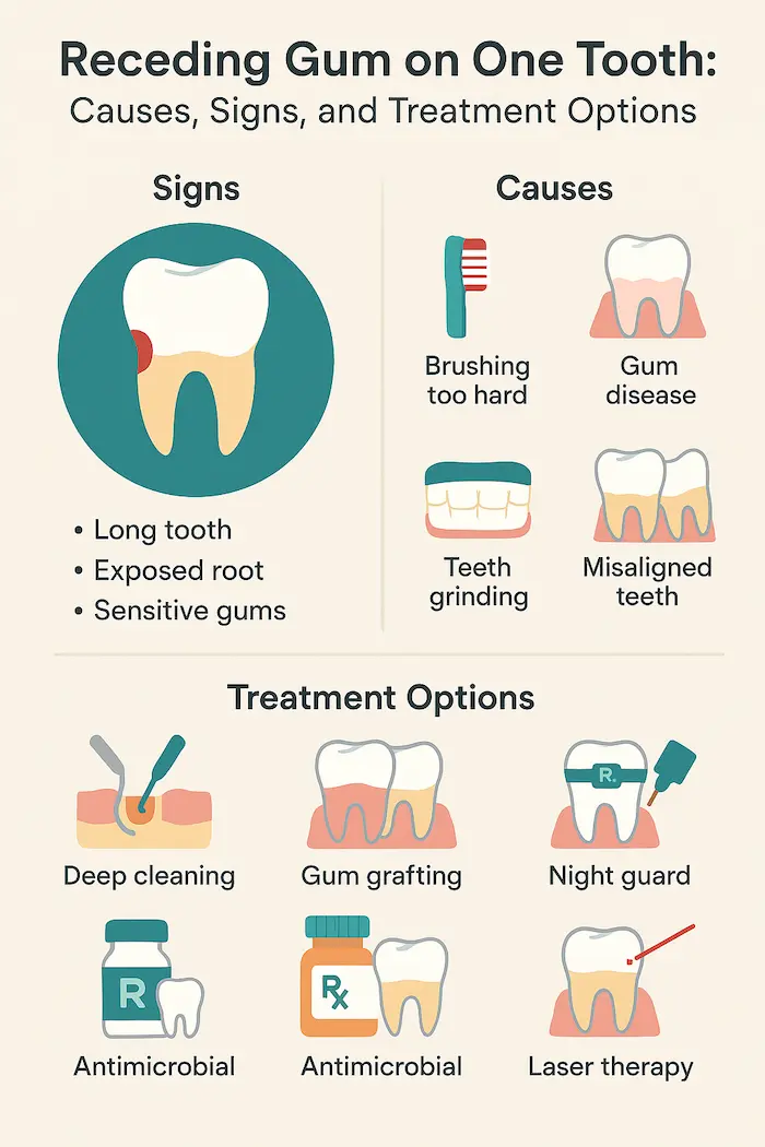 Receding gum causes, signs, and treatment options infographic